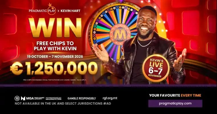 Pragmatic Play launches €1.25M promotion ahead of Kevin Hart live casino event